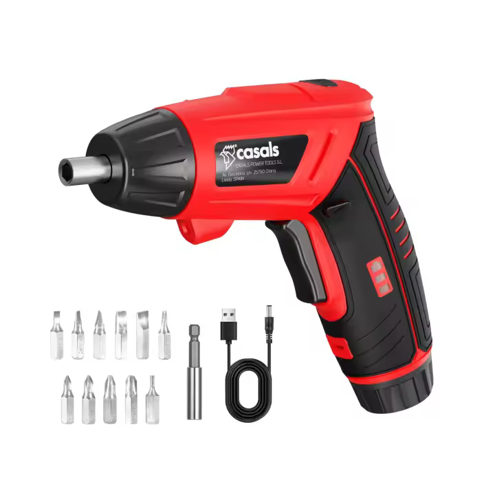 atornillador destornillador eléctrico Casals CCS3621B con batería de 3.6V, mango rotatorio y luz LED integrada para trabajos cómodos y precisos, incluye 11 puntas, cargador USB y adaptador hexagonal, diseño ergonómico y resistente - 1