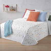 Manterol - Colcha bouti reversible estampado flores y cachemires. Cubrecama ideal para primavera, verano y entretiempo. Colcha fina, extra suave y ligera. - details 1