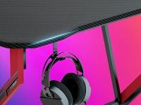 Escritorio Gaming con LED - 100x60cm Mesa de Ordenador Esport Ergonómico, Marco Z Fibra de Carbono Estable Fácil de Montar, Gancho Auriculares para Juegos Estudiar Trabajar - details 3