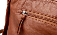 Bolso De Hombro Para Mujer En Cuero PU Suave Diseño Retro Cruzado Con Múltiples Cremalleras Bolso De Mano Para Viajes Diarios Estilo Casual - details 16