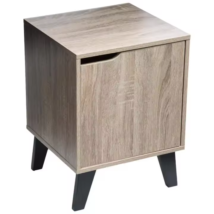 Mesita con Puerta 'Ébano' Madera Roble con los pies en Negro - XOCOTO - 1