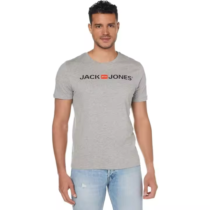 CAMISETA LOGOTIPO JACK & JONES - Hombre - Gris - Estampado delicado - Algodón orgánico - 1