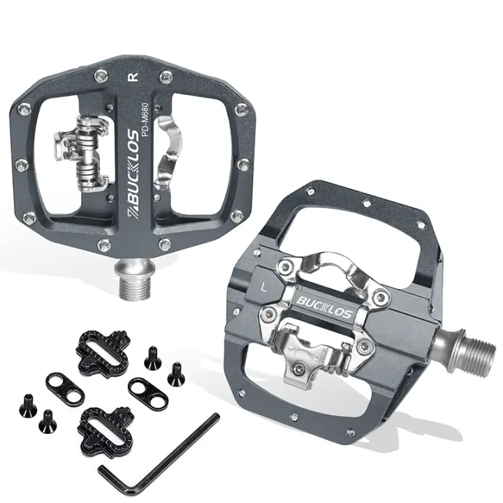 Pedales de Bicicleta de Montaña BUCKLOS 2023 PD-M680 Función Doble Plano & Bloqueo Ajuste Shimano SPD 9/16 ''Material Aluminum/Aleación Type de Pedal Autobloqueante Hecho de Aluminio - 1