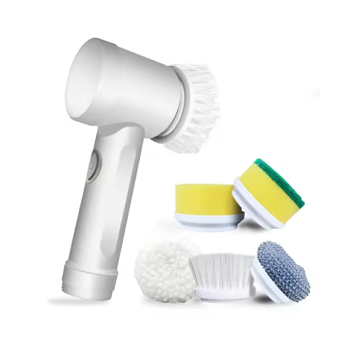 Cepillo limpieza hogar eléctrico multifuncional con 5 Cabezales de Cepillos ,para bañera de baño, Cocina, azulejo, Ventana, bañera, Plato, Fregadero - 1