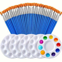 Set De Pinceles De Pintura 30pcs Con Paletas De 5pcs Para Acrílico Acuarela Aceite Gouache Tempera Cerdas De Nylon Manija Plástica - details 0