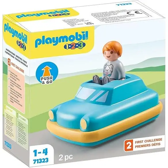 PLAYMOBIL  : 1,2,3  - Coche de Juguete Interactivo con Motor de Volante - 71323  - Regalo Original - Edad recomendada mayores de 1 año - 1