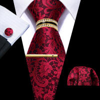Set De Corbata Y Cufflink Para Hombre En Floral Jacquard Teal Verde Violeta Morado Clásico Moda Para Bodas Eventos Fiesta - details 4