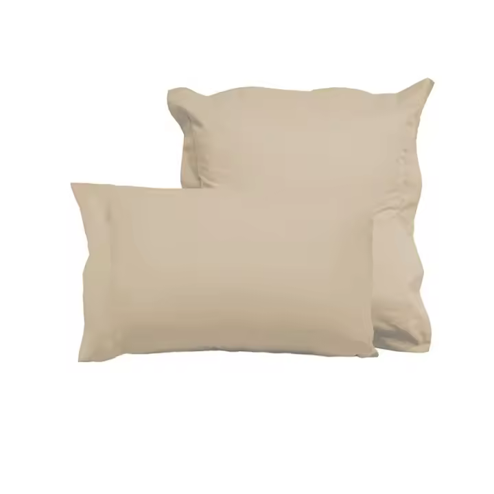 Manterol - Funda de almohada de algodón percal 200 hilos camel. Tejido natural liso para todas las estaciones, transpirable, duradero y de fácil planchado. - 1