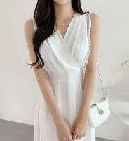 Vestido A-Line Sin Mangas Para Mujer REALEFT Elegante Con Cruz Frontal V-Neck Verano Casual Largo Cintura Imperio Sin Sastre - details 11