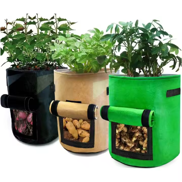 Bolsa para Plantas 3 Piezas Bolsa para Cultivo de Plantas de 10 Galones, Bolsas para Plantar Vegetales con Solapa y Asas, para Plantar Patatas, Zanahorias, Fresas, Tomates, Flores - Tricolor - 1