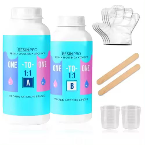 Resin Pro ® Kit de Resina Epoxi Transparente para Bisutería y Creaciones Artísticas - 410g - 1