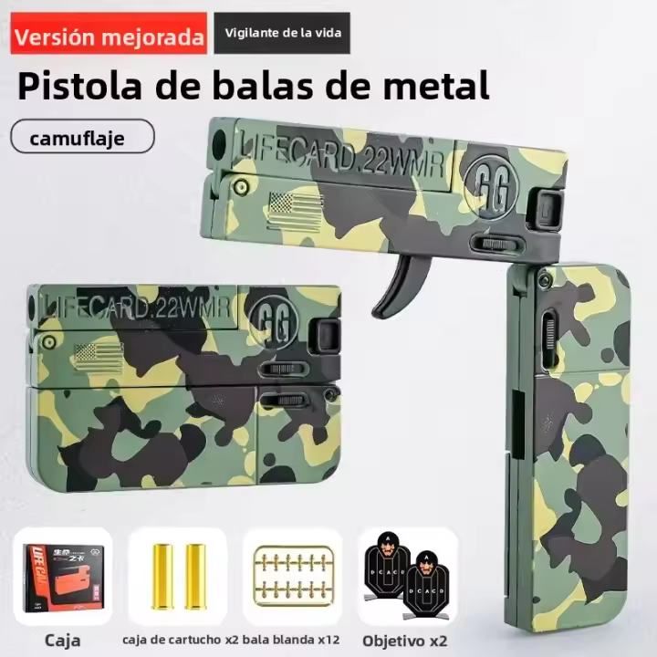 Nueva Pistola De Metal Plegable Lifecard Mejorada Para Niños Y Adultos Juguete De Tiro De Aluminio Con Bala Suave Modelo De Arma Para Jóvenes Y Adultos - 1