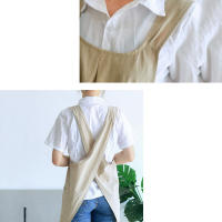 Delantal De Lino Transpirable Retro Para Mujer Para El Hogar Y El Trabajo Doméstico Estilo Japonés Anti Suciedad Para Cocina Café Salon De Uñas - details 11