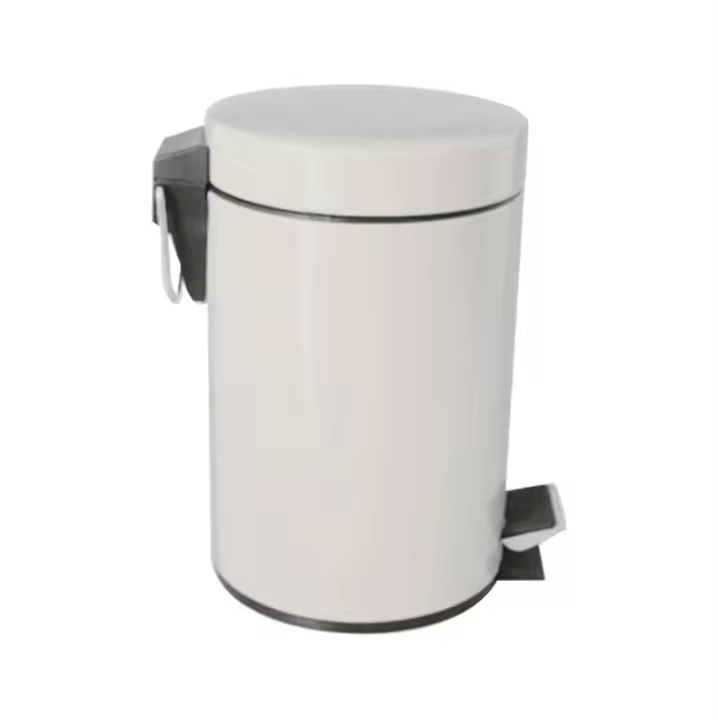 PAPELERA AMIKO DE ACERO INOXIDABLE BLANCA CON PEDAL Y CUBETA INTERIOR EXTRAIBLE DE 3 LITROS - 1