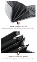 Cartera De Cuero Genuino Para Mujer Con Porta Tarjetas Larga Y Cremallera Porta Moneda Casual Color Negro Rojo Winered - details 14