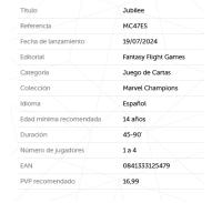 Jubilee Jubilo Pack Heroe Marvel Champions Castellano Fantasy flight games - details 0