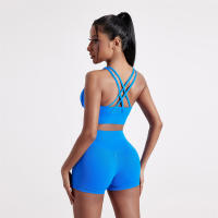 Sujetador De Deporte Para Mujer En Color Sólido Con Palanca Cruzada Y Almohadillas De Pecho Transpirable Y Suave Para Gimnasio Yoga Fitness Entrenamiento Completo Y Correr - details 6
