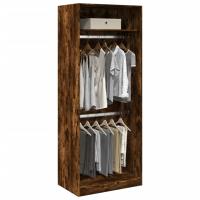 vidaXL Armario de madera de ingeniería 80x50x200 cm en color Negro/Marrón roble/Roble ahumado y más | almacenamiento funcional diseño moderno para baño dormitorio sala - details 2
