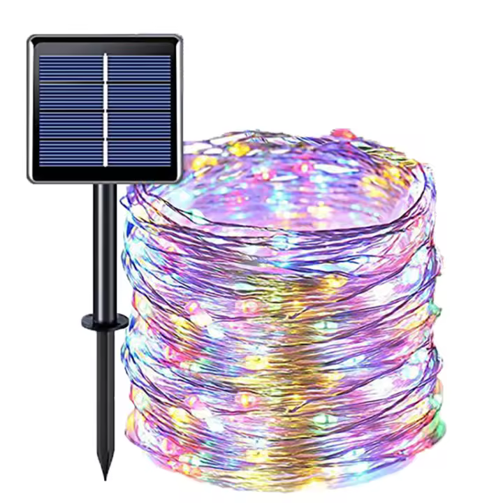 1Pack De Luces De Cadena Solar Con 100/200 LED Para Exteriores Impermeables Con 8 Modos Luz De Navidad Para Árbol Bodas Y Fiestas Decorativas - 1