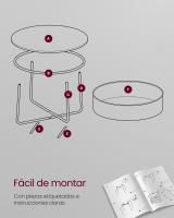 Mesa de Centro Redonda con Almacenamiento y Cesta de Tela - Estilo Moderno, Marco de Metal, Color Blanco Nieve o Negro Tinta - details 11