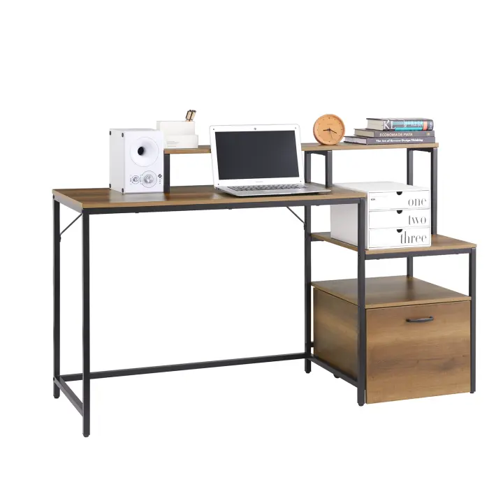 SoBuy Mesa Escritorio de Ordenador con 1 Cajón y 2 Estantes Escritorio de Oficina de Almacenamiento FWT103-PF ES - 1