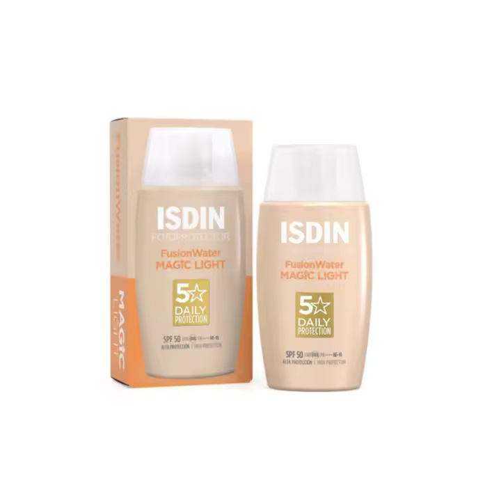 Fotoprotector Isdin Spf 50 Fusion Water Magic Light 50 ml - Protector Solar Facial Ultraligero y Antioxidante - 1