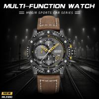 Reloj De Hombre MEGIR Moda Cronógrafo Cinta De Cuero Casual Resistantes Al Agua Reloj De Pulsera De Cuarzo Para Deporte Y Uso Diario - details 0