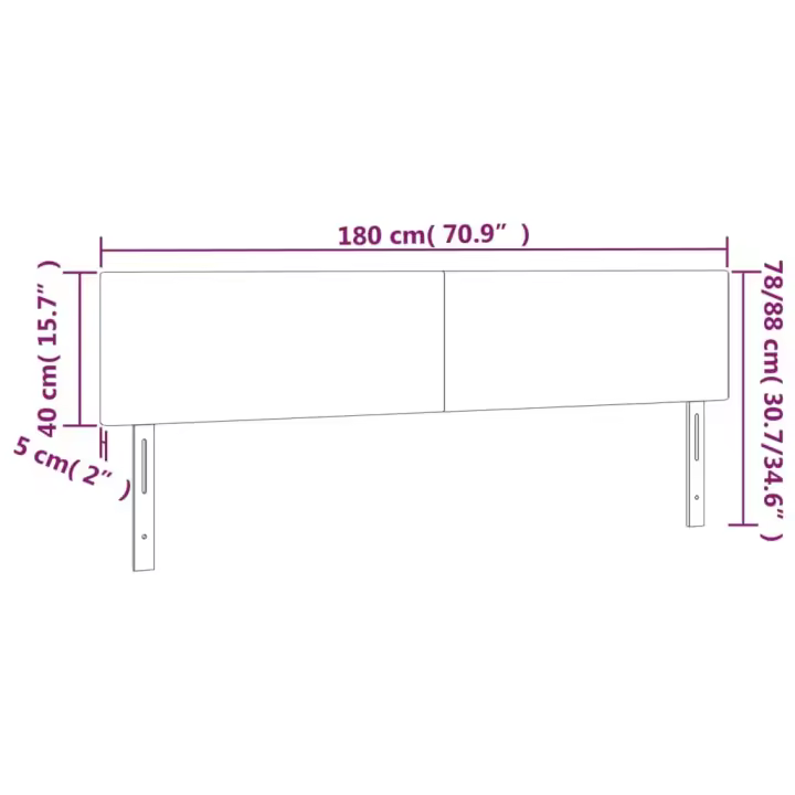 vidaXL Cabecero con LED cuero sintético blanco 180x5x78/88 cm - 1