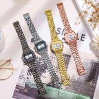 Reloj Digital Elegante Para Mujer En Oro Y Plata De Acero Inoxidable Reloj De Pulsera Electrónico Para Negocios Y Hombres - details 0