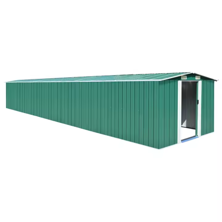 vidaXL Cobertizo de jardín acero galvanizado verde 257x779x181 cm - 1