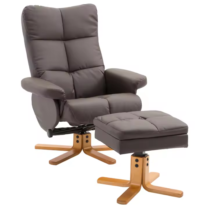 Sillón relax HOMCOM con taburete y almacenamientoSillón de televisión con función reclinable Sillón giratorio de 360° Estructura de madera de PU 80 x 86 x 99 cm - 1