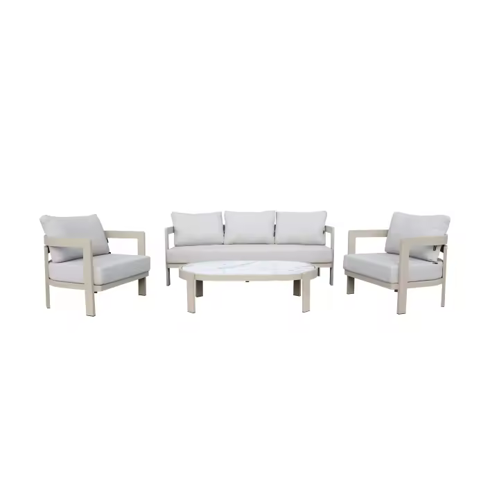 Conjunto de Jardín Solano de Aluminio Beige para 5 Personas | Elegancia y Confort para tu Espacio Exterior HOME AND MORE - 1