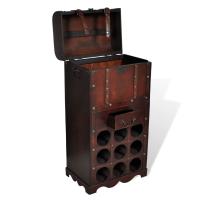 vidaXL Botellero de madera para 9 botellas baúl con cajón - details 2