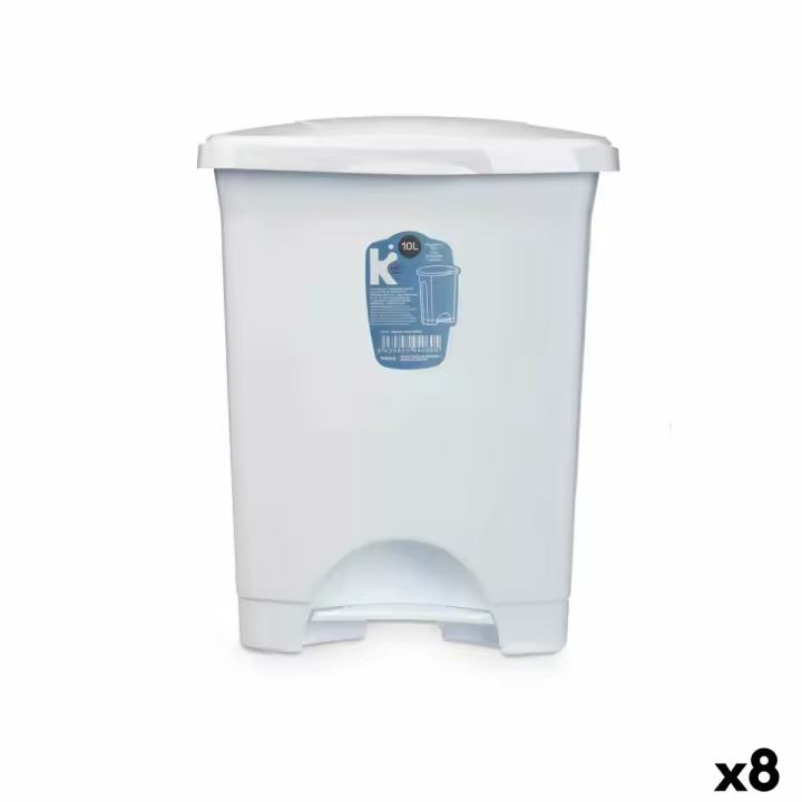 Papelera con Pedal Blanco Plástico 10 L (8 Unidades) - 1