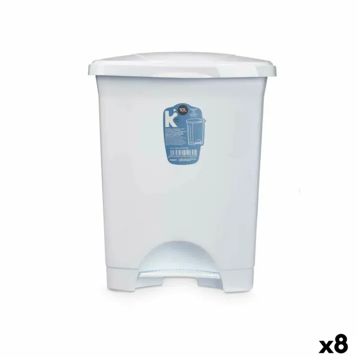 Papelera con Pedal Blanco Plástico 10 L (8 Unidades) - 1