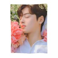Manta Ultra Suave De Poliéster 100% Con Estampado De Flannel Cha Eun Woo Kpop Astro Multifuncional Para Sofá Coche Cama - details 6