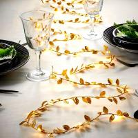 Cadena De Luces LED De 20 LEDs Pequeñas Hojas Doradas 2M Para Decoración De Boda Fiesta Navidad DIY Con Alambre De Cobre Potenciado Por Batería - details 6