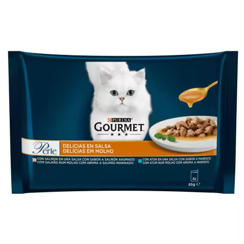 Purina Gourmet Perle Delicias De Salmón Y Atún En Salsa Para Gatos 4 X 85 Gr - 1