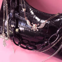 Bolso De Hombro Con Patrón De Cocodrilo Y2K Estilo Punk Oscuro Bolso De Cadena Para Verano Bolso Subcultural Sótano Para Mujer - details 11