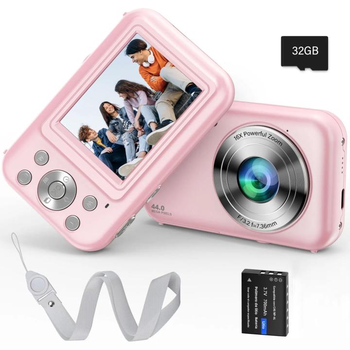 Cámara Digital De Punto Y Shoot 1080P 44MP Con Zoom 16X 32GB TF Compacta Para Estudiantes Regalo Genial Para Fiestas