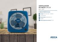 Mini ventilador Jocca de diseño compacto y elegante con estructura robusta con esquinas redondeadas, 2 velocidades de gran caudal de aire, 3 aspas, 30W de potencia y asa para fácil transporte - details 3