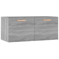 vidaXL Armario de pared madera de ingeniería 80x35x36,5 cm Gris hormigón, Blanco brillante, Roble ahumado Mueble Almacenaje Estantería para Oficina, Estudio, Dormitorio Estantería/Librería/ mueble de Almacenamiento - details 0
