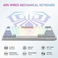 Teclado Mecánico De Juegos Mini AULA F3261 RGB Efecto USB Con Switches Rojos 61 Teclas Cable Separado Desmontable Para Mac Windows - details 0