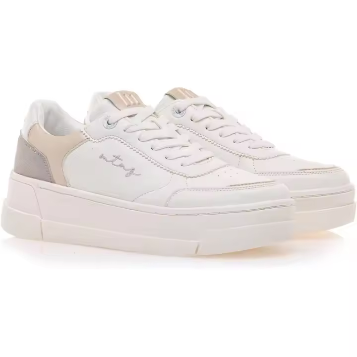 Mustang - Zapato Deportivas Mujer - Blanco y Dorado - Plataforma Elegante - 1