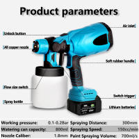 Pistola pulverizadora eléctrica de 800ML, pulverizador de pintura inalámbrico, revestimiento de muebles para automóviles, aerógrafo, pulverizador de pintura para Makita, batería de 18V, herramientas de bricolaje - details 3