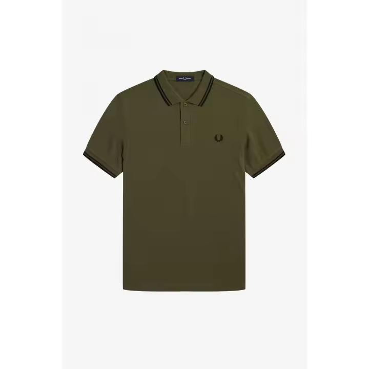 Fred Perry Slim Fit Twin Tipped Polo Uniform Green / Black / Black - 1