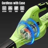 Soplador de hojas inalámbrico inalámbrico de 21 V con 2 baterías y cargador, modo de 2 velocidades, soplador de hojas ligero de 2.0 Ah para el cuidado del césped, patio, hojas sopladoras - details 4