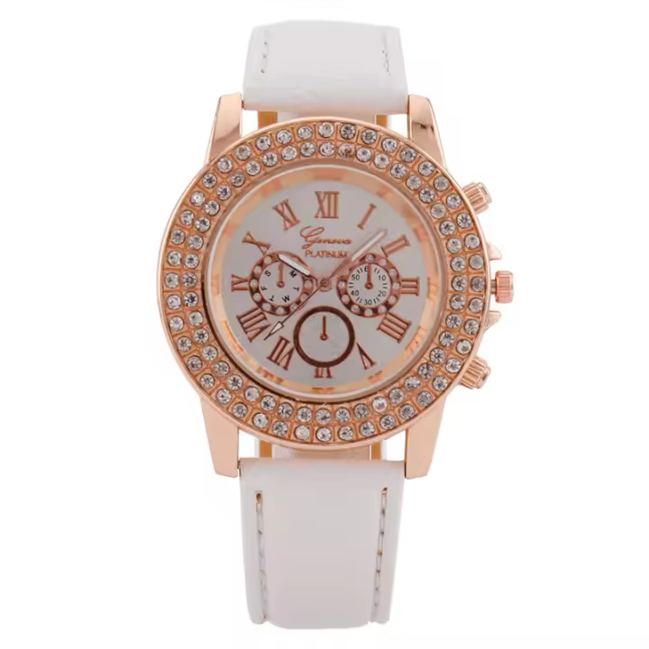 Reloj Mujer Elegante con Incrustaciones y Correa de Cuero - Ideal como Regalo de Aniversario o Cumpleaños - 1