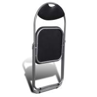 vidaXL Sillas de comedor plegables 2 uds cuero sintético y acero negro - details 4