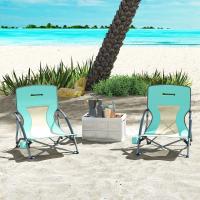 Outsunny Pack de 2 Sillas de Playa Plegables Ligeras Sillas de Camping Portátiles Bajas con Respaldo de Malla Portavasos Reposabrazos y Bolsa de Transporte para Acampada Jardín Pesca Carga 120 kg Azul - details 5